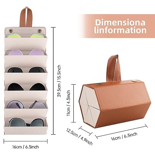 CTDMJ Sunglasses Storage Box, 6-Slot Travel Sunglasses Organizer, Leatherette Sunglass Storage Organiser, Foldable Glasses Storage Case, Sunglasses Holder for Women and Men — view 5