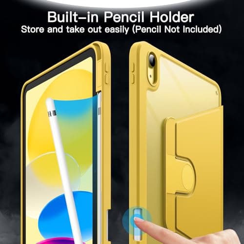 JETech 360° Rotating Case for iPad (A16) 11th/10th Gen, Yellow — view 5