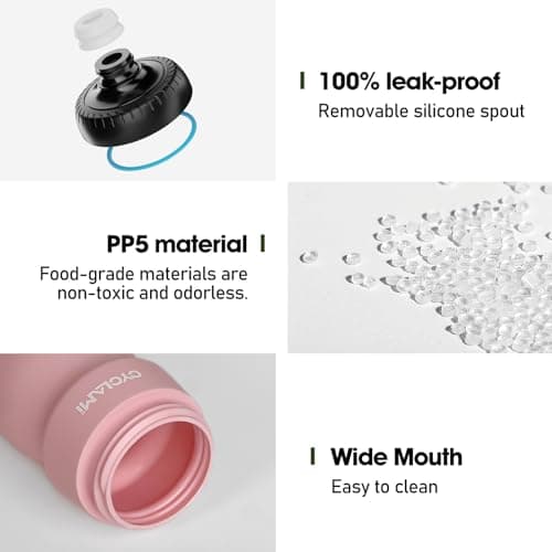 Bicycle Water Bottles, 650 ml, Lightweight, BPA-Free, Leak-Proof, Squeeze Cycling Bottle for Cycling, Fitness, Hiking, Swimming (Pink) — view 6