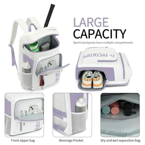 JYColofex gym duffel bag backpack wrestling bag with shoe compartment 4 kinds of back method waterproof sports walking laptop, D-light Purple, Color Sports Tennis Badminton Backpack — view 3