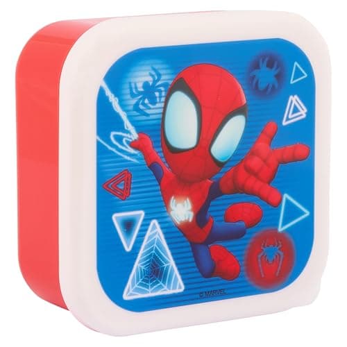 Marvel Spidey Amazing Friends Stackable Lunch Boxes - Set of 3, Durable & Eco-Friendly, Ideal for Kids & Superhero Fans - Perfect for School, Picnics & Travel, Blue & Red — view 4