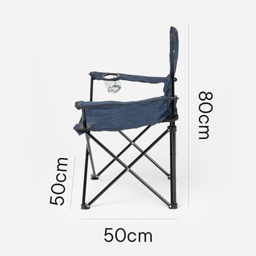 OHS Camping Chair, Folding Garden Chairs Lightweight Comfy Steel Frame Picnic Festival Camping Chairs for Adults with Cup Holder Easy to Transport Outdoor Fishing Chair, Navy Blue — view 3