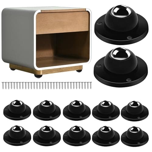 Mobestech Self Adhesive Mini Castor Wheels 12pcs 1.54in Ball Casters 360 Swivel Adhesive Universal Wheels for Furniture Legs Appliances Quiet Rolling