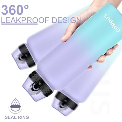 GOPPUS 1.2L/40oz Stainless Water Bottle with Straw Double Wall Insulated Bottles with Strap Large Vacuum Thermal Flask Leakproof Keep Cold Drinks Bottles with Flip Top Lid for Men Women BPA Free — view 4