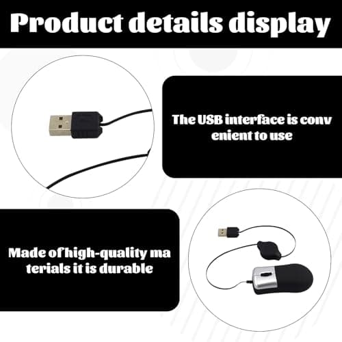 Lilyphon Mini Mouse, Small Mouse, Travel Mouse with Retractable Cable, Mini Mouse for Laptop for Business Trips and Mobile Office Work — view 3