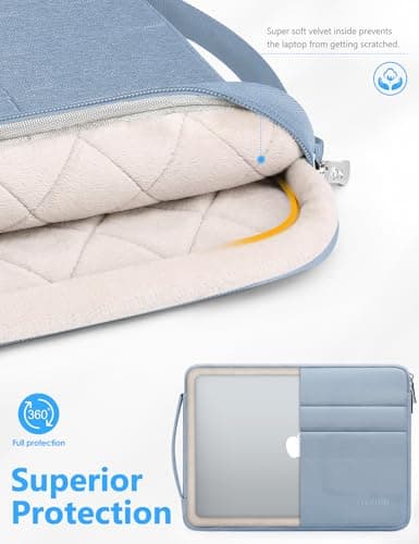 HYZUO 17-17.3 Inch Laptop Case Sleeve Bag Briefcase, Pale Blue — view 5