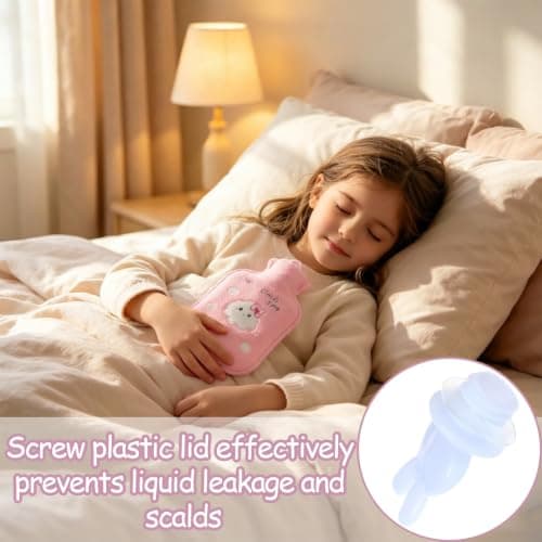 Mini Hot Water Bottle, 4-Pack with Covers, Pink Grey Green Blue — view 5
