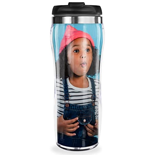 Pixly® Personalised Custom Photo Thermal Travel Mug - 400ml/14oz Capacity - Stainless Steel Coffee Tea Flask with Picture - Black, Red, Blue, Pink (Black) — view 2