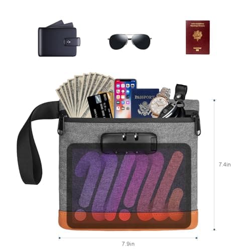 Ankilo Security Smell Proof Bag with Combination Lock, Money Bag, 7.9 * 7.4 in, Men & Women's Locking Accessories Pouch for Travel, Bank Deposits, Wallet, Medicine, Phone — view 4