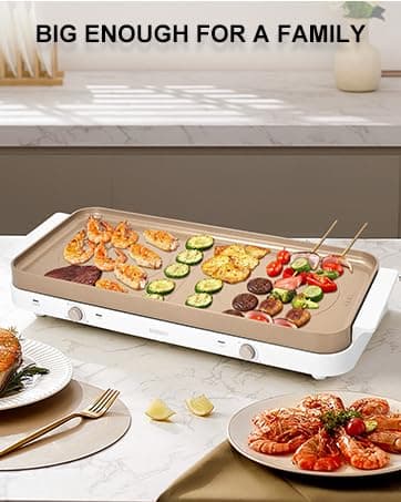 AEWHALE 2-in-1 Electric Griddle & Hot Plate, portable hob Gold — view 4