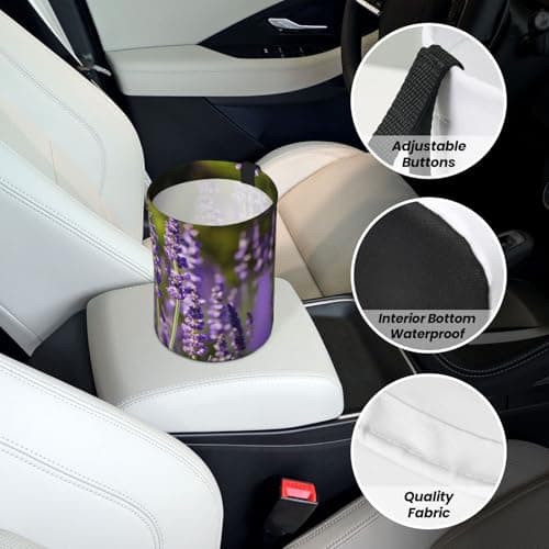 MDATT Lavender Flower S Car Trash Can Leak-Proof Organizer For Long Road Trips And Family Vacations — view 6