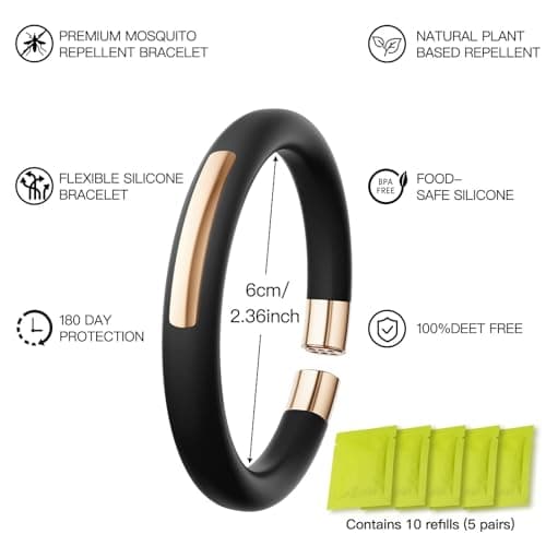Tuocal Mosquito Repellent Bracelet, Refillable Insect Repellent Bracelet with 10 Essential Oil Refills, DEET-Free Mosquito Repellent Band for Kids and Adults — view 2