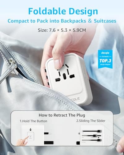 decqle Universal Travel Adapter for International Travel - EU UK US AU JP — view 5