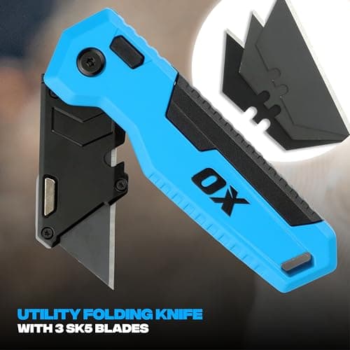 OX Pro Folding Utility Knife with 3 Spare SK5 Premium Steel Blades — view 6