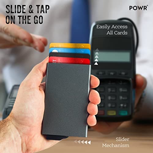 POWR Card Holder Wallet, RFID Blocking Credit Card Holder, Minimalist Wallet Credit Holders, RFID for Men, Metallic Slim — view 2