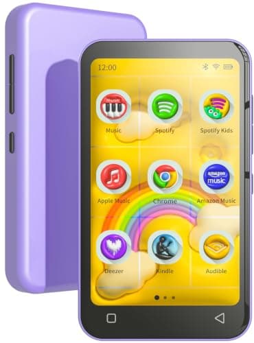 TIMMKOO 16GB Kids MP3 Player with Bluetooth and WiFi, Parental Controls, 4" Music Player with Spotify, Audible Up to 1TB (Purple)