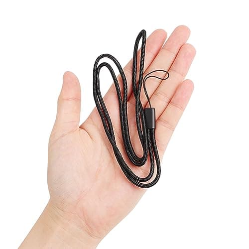 Sourcingmap Nylon Woven Lanyards, 18 Inches Round Neck String, 1 Pcs Thin Keychain Strap Lanyard for Keys Pen ID Camera Mobile Cell Phone Badges Holder Office, Black — view 6