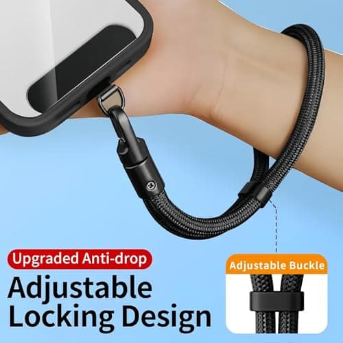 Phone Lanyard,Phone Wrist Strap,Anti Theft Phone Strap,Adjustable Pho/ne Chain,Anti-Lost Lanyard for Mobile Pho/nes Cameras Keys Bags,Cellphone Lan/yard with Tether Tab for Most Pho/ne Case（BLACK） — view 4