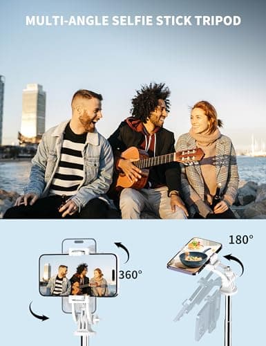 71" Cell Phone Selfie Stick Tripod, Smartphone Tripod Stand with Remote, Extendable Travel Phone Tripods Compatible with iPhone 15/14/13 Pro Max/Android/Camera/Gopro (White) — view 5