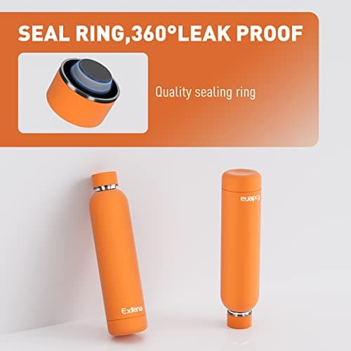 Exllena Metal Water Bottles with Water Bottle Buckle, Double Wall Vacuum Insulated Water Bottles 12 Hrs Hot/24 Hrs Cold, 750ml Stainless Steel Water Bottle BPA Free (Orange) — view 5