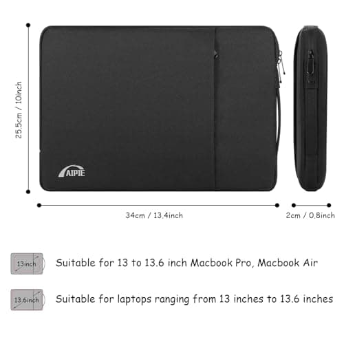 AIPIE Laptop Case 15.6 16 Inch Notebook Sleeve Carrying Case Bump Absorb Briefcase, Horizontal 15.7" x 11.2" Handbag, Compatible with MacBook, Acer, Asus, Dell, PC Cover for Work, Black — view 4