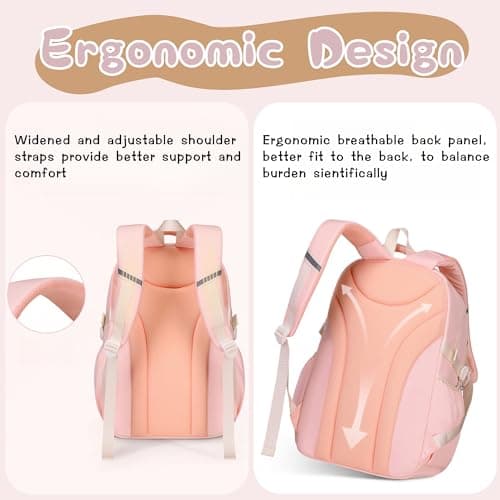 Bansusu Girls Backpack for School Children, Secondary School Bags Backpacks for Girls Casual Daypack Bookbag, Y040-Purple — view 6