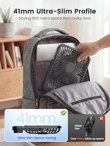 Warmco D3 Portable Rechargeable Desk Fan 10000mAh, 15-24H Battery Life — view 3