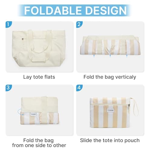 G4Free 35/50L Foldable Beach Bag with Zipper Pockets, Waterproof Tote Pool Handbags for Women, Compatible with Stanley Cup, Weekender, Travel, Holiday — view 4