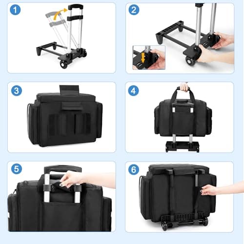 Damero Large Rolling Medical Bag with Detachable Trolley, Black — view 6