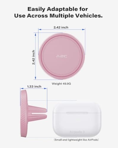 A2C Car Phone Holder for MagSafe 17*N54 Magnetic Ring Phone Holder for Air Vent [Super Stable & 1s Installation ] MagSafe Car Mount Covered with Non-slip Silicone Compatible with iPhone 12-17& Sumsung — view 2