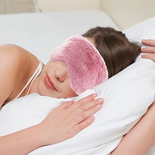 3Pack Silk Sleeping Masks for Women, Blackout Sleep Eye Mask, Soft Night Mask, Fluffy Eye Covers with Travel Pouch, Sleep Blindfold for Women Kids(Pink/Purple/Grey/Burgundy) — view 4