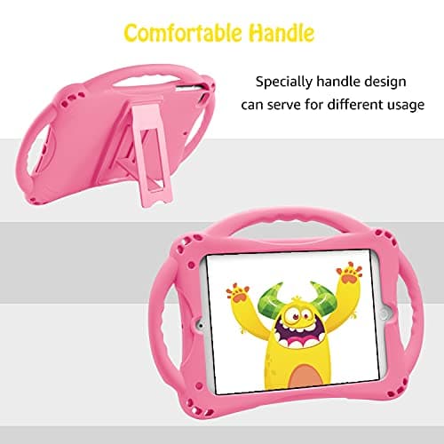 TopEsct Kids Case for 7.9 inch iPad Mini 5th/4th/3rd/2nd/1st Gen (Old Model) Silicone Shockproof Protective Cover with Built-in Handle Stand and Strap (Pink) — view 4