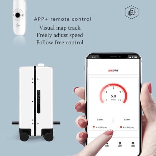 Carry-Ons Smart Suitcase, Fingerprint Unlock Aluminum Frame Carry On Hardside Luggage with Spinner Wheels and TSA Lock, Auto Follow, APP Control — view 3