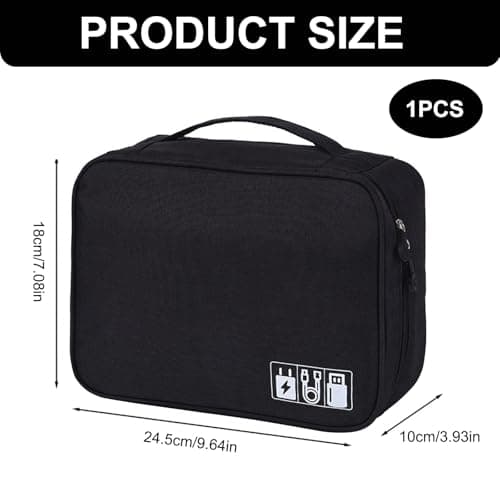 Megcdtr Electronic Organizer, Travel Cable Organiser Bag(Black) — view 3