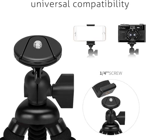 Flexible Mini Tripod Holder with Bluetooth Control-360° Rotatable Phone Stand with Rubber Grips Portable Travel Camera Mobile Phone Mount Compatible with iPhone, Android Phones, GoPro (Dark black) — view 2