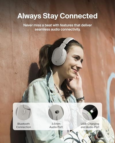 Belkin SoundForm Surround Bluetooth Over-Ear Headphones, Environmental Noise Cancelling Headphones, Wireless with 60H Playtime and Soft Ear Cups for iPhone, Galaxy, iPad, Travel, Home or Office, Sand — view 5