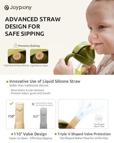 Joypony PPSU Sippy Cup, 266ml Spill Proof Weighted Straw Cup, Green — view 4