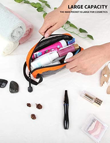 GOX Travel Toiletry Bag Dopp Kit Case for Men Multifunction Packing Organizer Pouch, Grey/Orange, 7.9x4.0x2.2 Inch (Pack of 1), Toiletry Bag for Travel — view 6