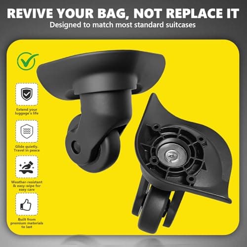 Luggage Wheels Replacement Wheel for Luggage Suitcase Repair 360° Rotating Suitcase Replacement Wheels with 4 Mounting Holes BH044 — view 6