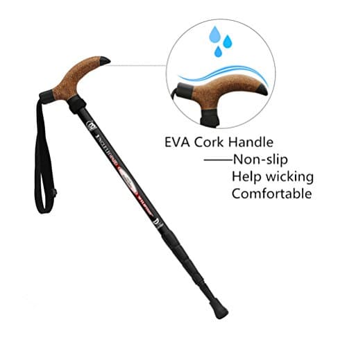 KRY T Aluminum Alloy Retractable Trekking Pole Telescopic Adjustable Anti-Static Hiking Pole Black — view 2