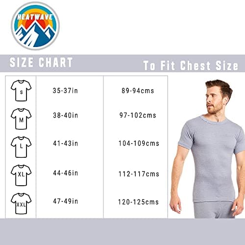 Heatwave® Pack of 2 Men's Thermal T Shirt, Warm Underwear Baselayer, S M L XL XXL Thermals (Grey, M) — view 5