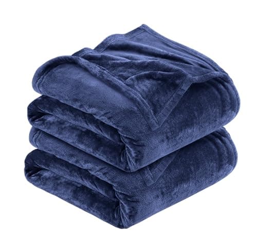 MOONLIGHT20015 Silk Touch Warm 2 Pack Fleece Blankets - 400 GSM Throws for Sofa Fluffy Blanket Bed Throw for Bedroom, Couch, Travel, Kids, Bedroom Accessories Navy, Twin/Double (150 X 200CM)