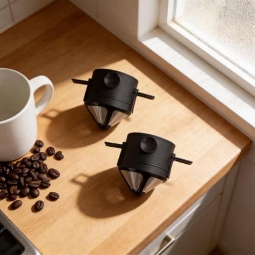 Kivivaka Portable Coffee Maker 2-Pack Foldable for Travel(Black-2PCS) — view 5