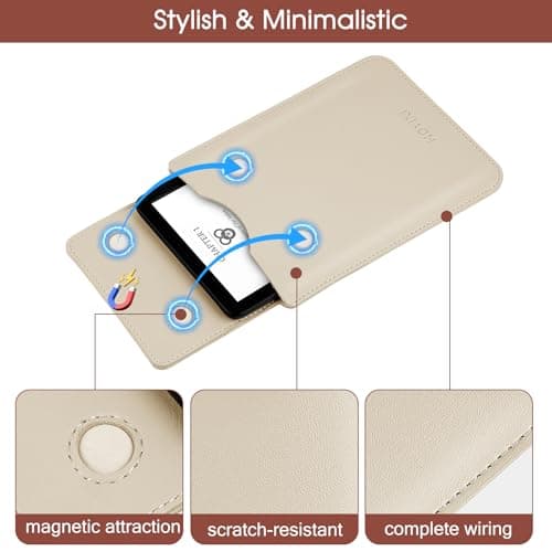 HoYiXi Universal Sleeve Case for 6.8",7" Paperwhite/Colorsoft/Signature Edition 2025 & 2021 Compatible 6.8" Kobo Clara HD/PocketBook/Tolino Protective Case for 6.8'' 7'' ebook Reader,Beige — view 4