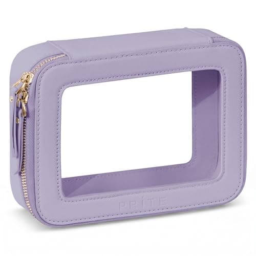Prite Clear Makeup Bag Cosmetic Case Travel Toiletry Bag, Purple, Standard