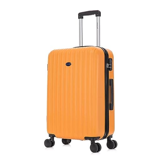 Aerostar 28" Large Suitcase Super Lightweight 4 Wheel Dual Spinner ABS Hard Shell Check in Luggage with Integrated Combination Lock for 23kg (Orange, 100 Litre)
