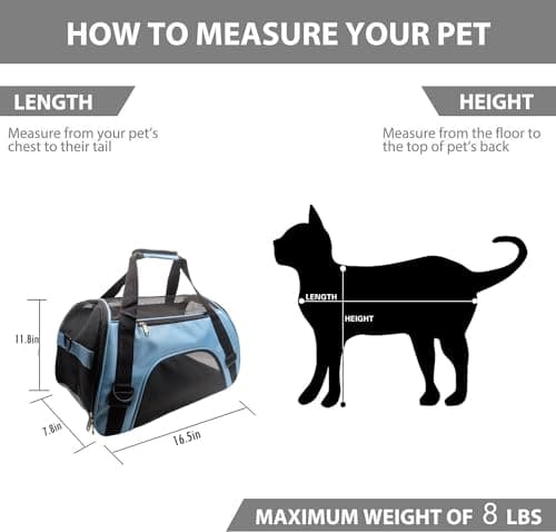 Tecageaon Pet Carrier - Airline Approved Cat & Dog Carrier for Medium & Small Cats, Puppies & Kittens - Blue — view 3