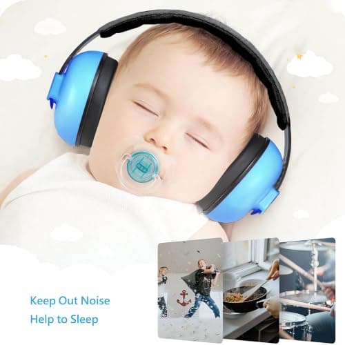 Iwinna Baby Ear Defenders 0-3 6-12 12-24 Months, Noise Cancelling Headphones for Infants Toddlers, Soft Ear Muffs for Airplane Travel, Sleep & Loud Events, Hearing Protection for Sensitive Ears, Blue — view 4