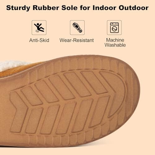LongBay Women's Warm Slippers Memory Foam Winter House shoes 5-6 UK, Camel — view 6