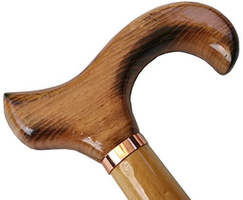 Gents Wooden Scorched Derby Cane with Collar Walking Stick with Natural Wood Stain 94cm (37") Height — view 4